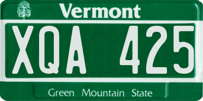 VT license plate XQA425