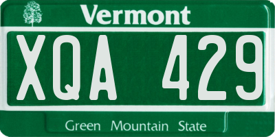VT license plate XQA429