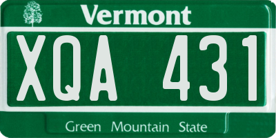 VT license plate XQA431