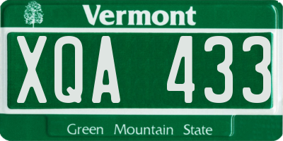 VT license plate XQA433