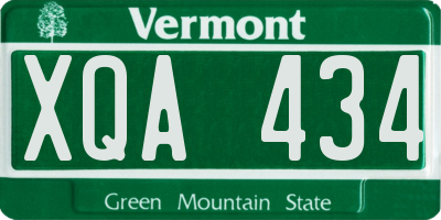 VT license plate XQA434
