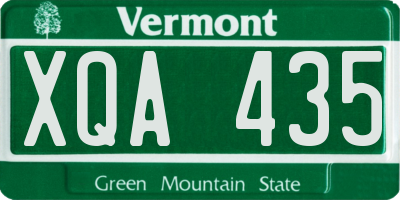 VT license plate XQA435