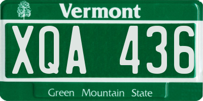 VT license plate XQA436