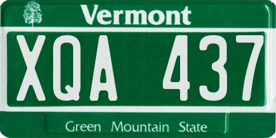VT license plate XQA437