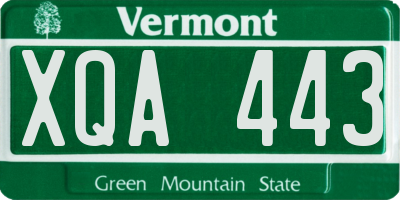 VT license plate XQA443