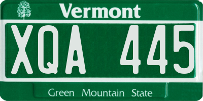 VT license plate XQA445