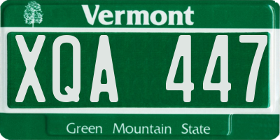 VT license plate XQA447