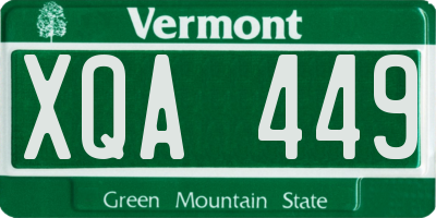 VT license plate XQA449