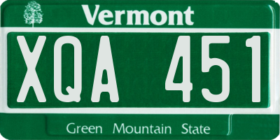 VT license plate XQA451