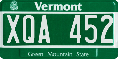 VT license plate XQA452