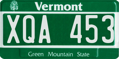 VT license plate XQA453