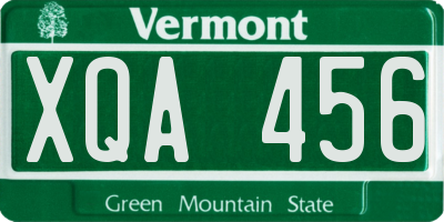 VT license plate XQA456