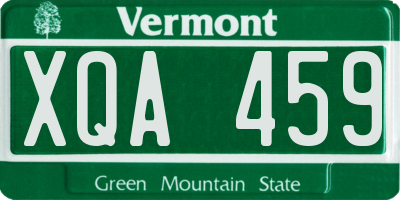 VT license plate XQA459