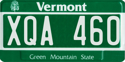 VT license plate XQA460