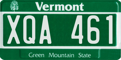 VT license plate XQA461