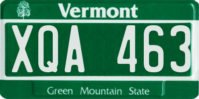 VT license plate XQA463