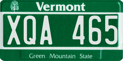 VT license plate XQA465