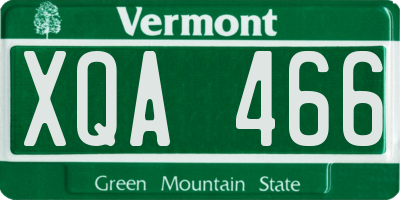 VT license plate XQA466
