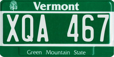 VT license plate XQA467