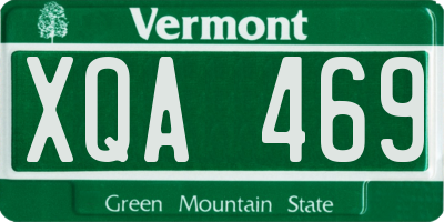 VT license plate XQA469