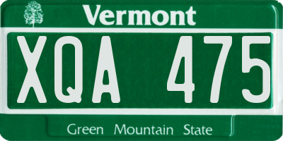 VT license plate XQA475