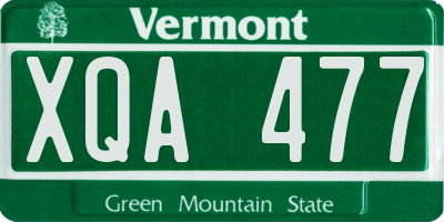 VT license plate XQA477