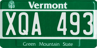 VT license plate XQA493