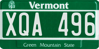 VT license plate XQA496