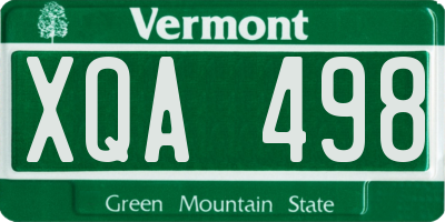 VT license plate XQA498