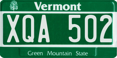 VT license plate XQA502