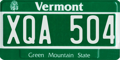 VT license plate XQA504