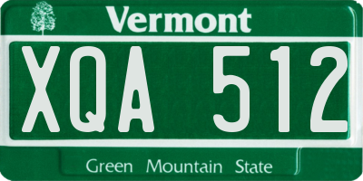 VT license plate XQA512