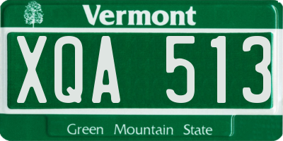 VT license plate XQA513