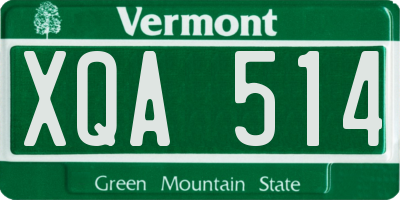 VT license plate XQA514