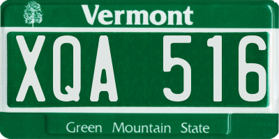 VT license plate XQA516