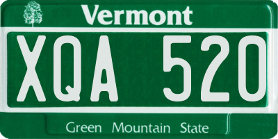 VT license plate XQA520