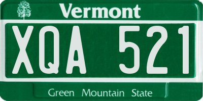 VT license plate XQA521