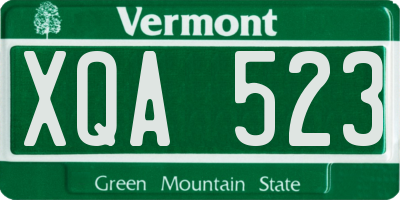 VT license plate XQA523