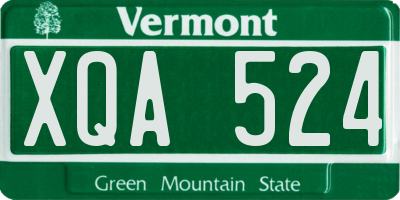 VT license plate XQA524