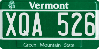 VT license plate XQA526