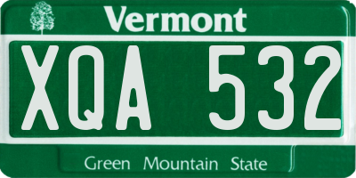 VT license plate XQA532