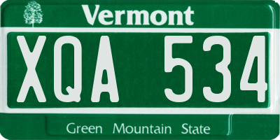 VT license plate XQA534