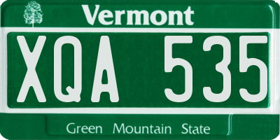 VT license plate XQA535