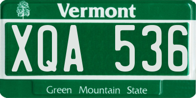 VT license plate XQA536