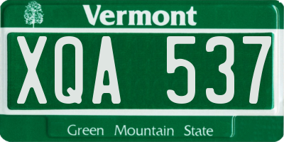 VT license plate XQA537