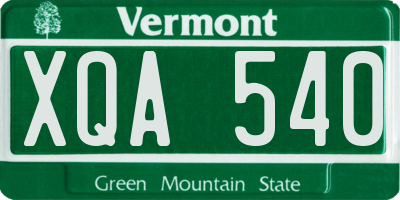 VT license plate XQA540