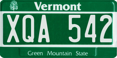 VT license plate XQA542