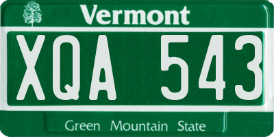 VT license plate XQA543