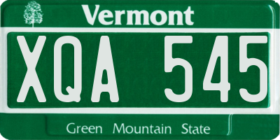 VT license plate XQA545