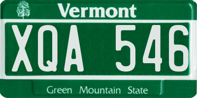 VT license plate XQA546